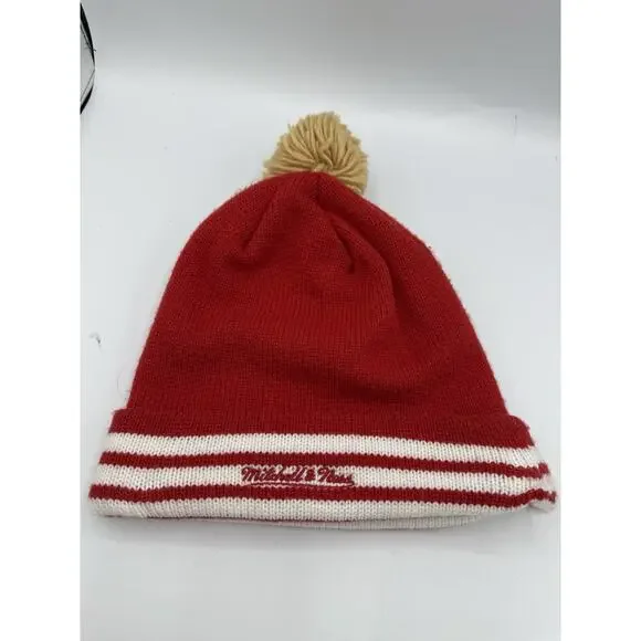 Vintage Mitchell ness San Francisco 49ers football beanie pom hat Stripes - Picture 2 of 6